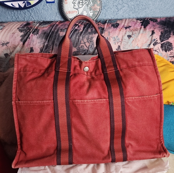 FLASH YARD SALE Hermes Shopper Tote Red - Picture 3 of 13